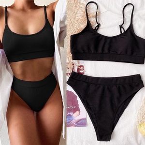 NEW! SHEIN Rib High Waisted Bikini Swimsuit